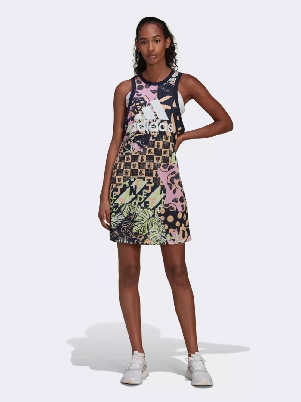 adidas Sleeveless Multicolor Graphic Mini Dress